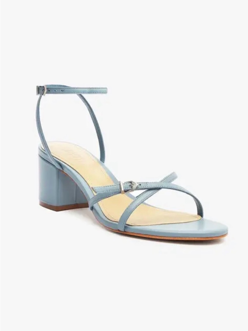 SCHUTZ Liliana Leather Denim Blue Block Heel Sandal Size 9 - Picture 2 of 5